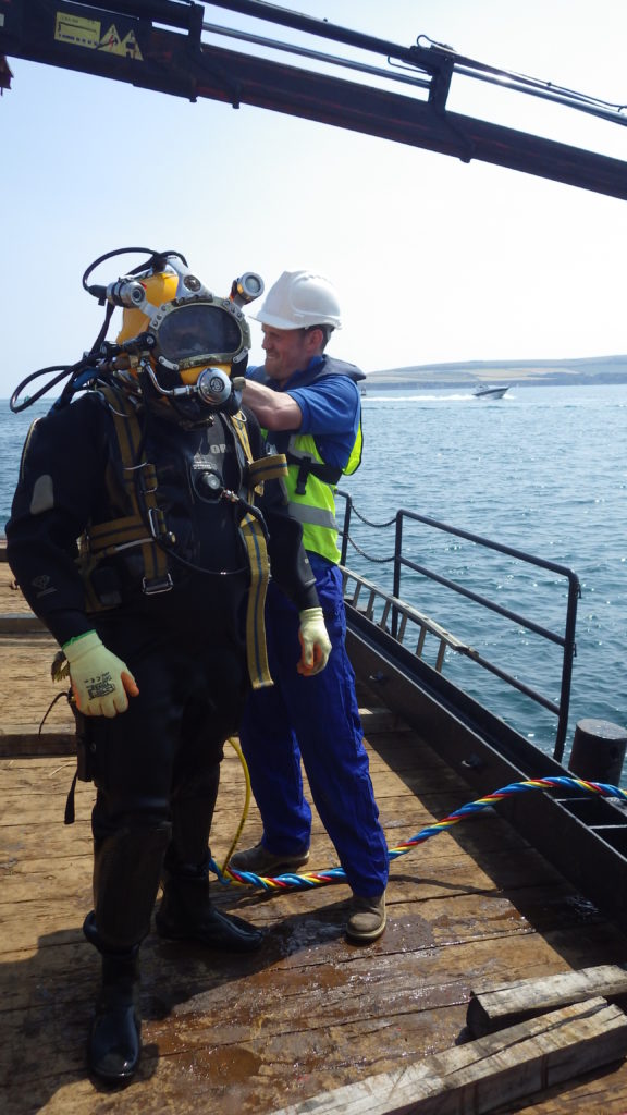 Diver being preped