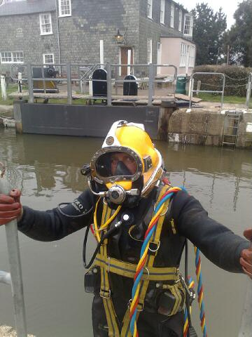 Diver entering lock